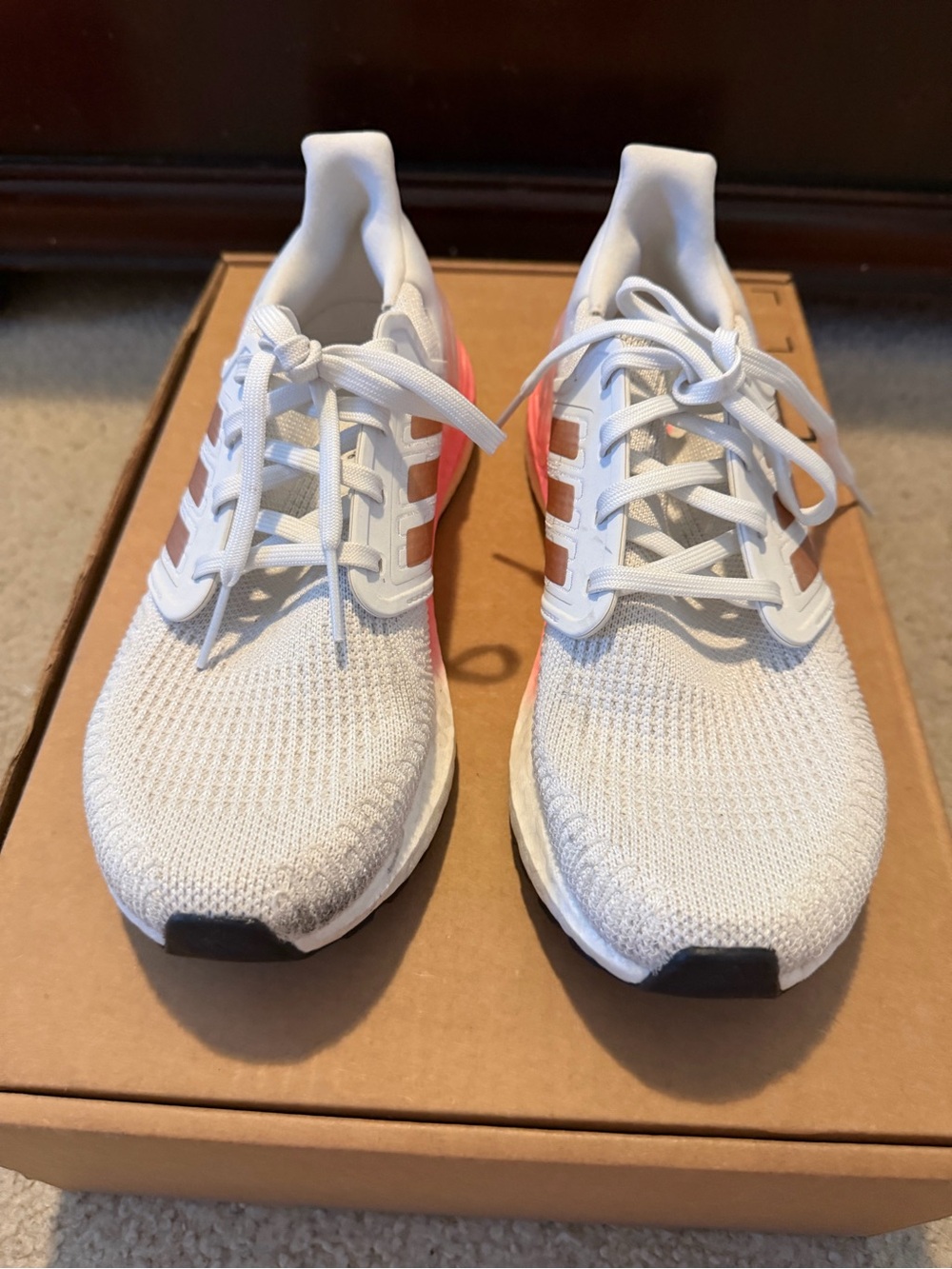 Women’s Adidas Ultra Boost White/Coral aize 7.5